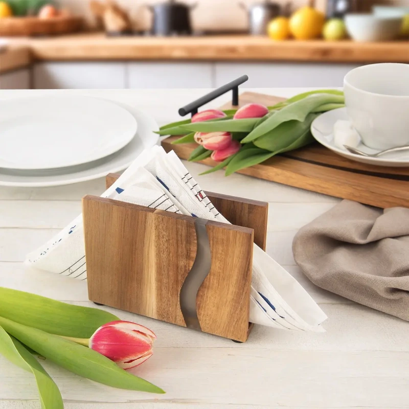 Stojan na obrúsky RIVER – akáciové drevo so živicou 1