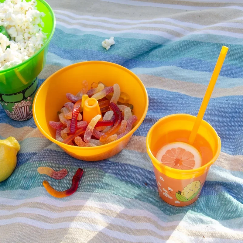 Pohár s miskou na popcorn kukurica a slamkou 0,55 l 2