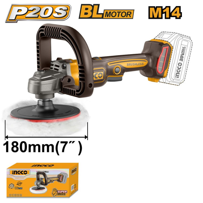 Leštička 180mm APLI2018 INGCO AKU 20V P20S INDUSTRIAL bez akumulátora a nab.