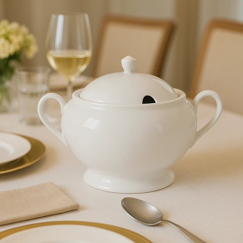 Porcelánová misa na polievku – 2,6 l, okrúhla, biela – elegantná porcelánová misa 1
