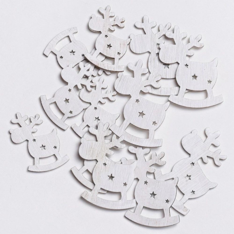 Dekorácia sob mix sada 12 ks drevo biely