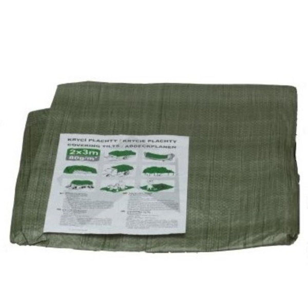 Plachta krycia 2x3 m zelená s okami ŠTANDARD