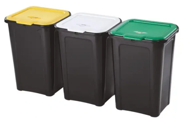 Kôš na odpad plastový, 45L, na triedený odpad, Cover Line TONTARELLI sada 3ks
