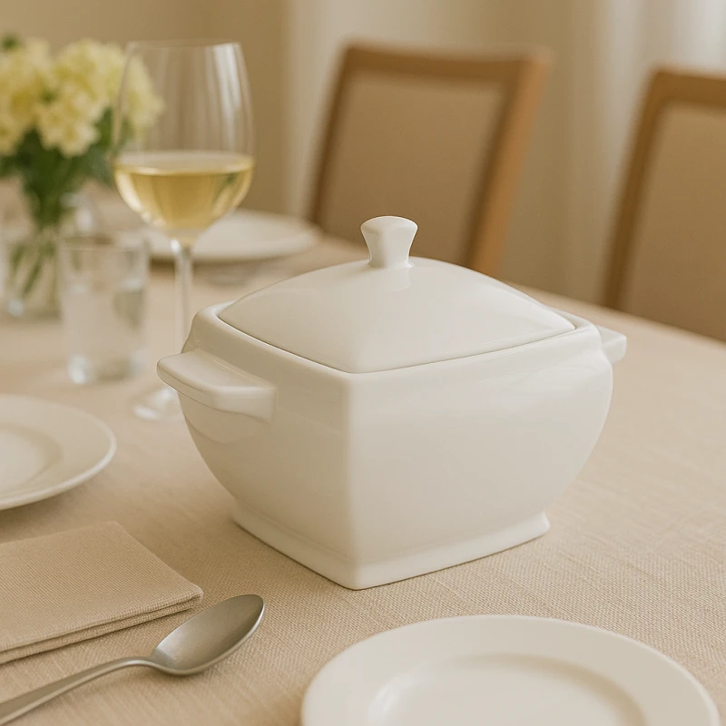 Misa na polievku porcelánová 4l FALA, hranatá, biela KLC 1