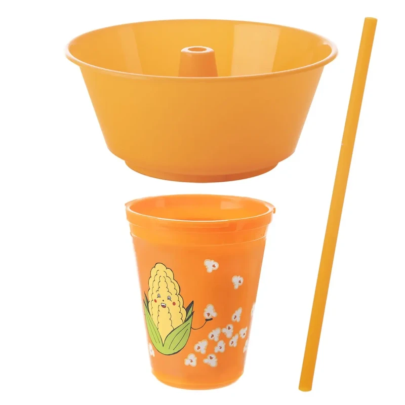 Pohár s miskou na popcorn kukurica a slamkou 0,55 l 1