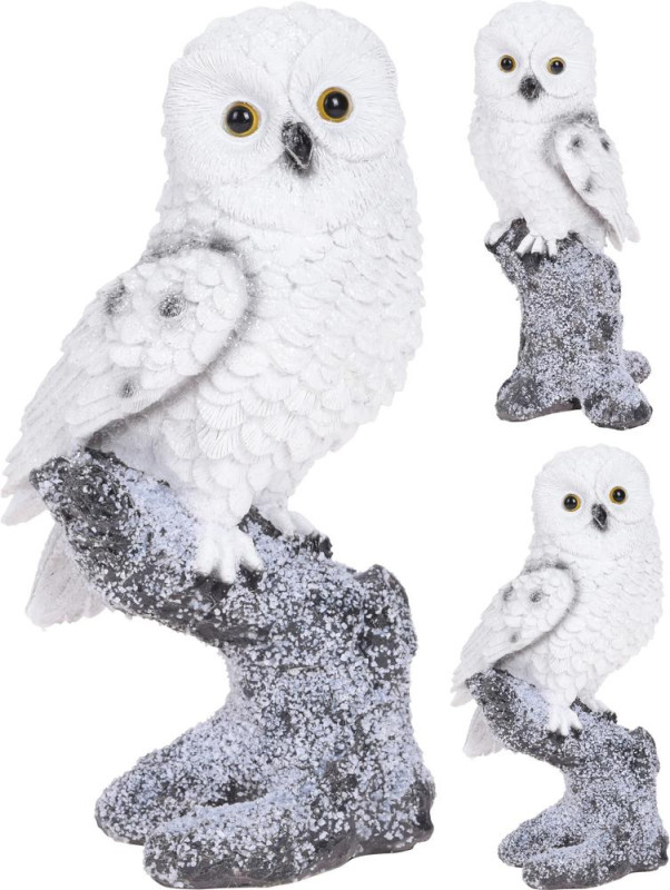 Postavička sova na pníku 12x10x21 cm polystone mix